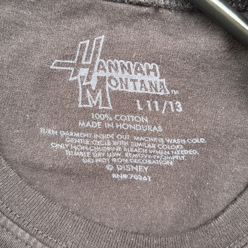 Disney Hannah Montana Y2K Black Crewneck Miley Cyrus Graphic Tee Shirt Juniors L - Picture 5 of 5